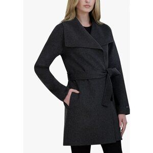 Tahari Black Water Resistant Size XS Wrap Coat NWT